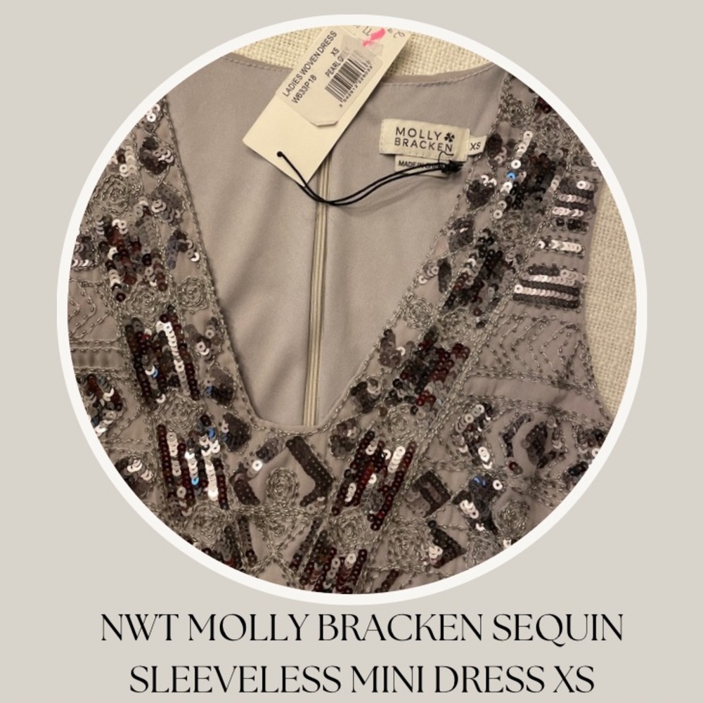 NWT MOLLY BRACKEN SEQUIN 
SLEEVELESS MINI DRESS XS